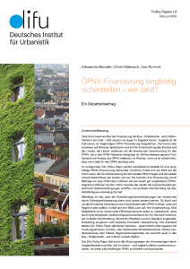 Diskussionspapier des difu zur Finanzierung des ÖPNV